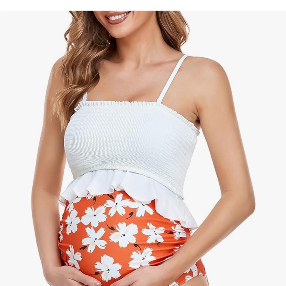 Summer Mae Swimsuit Ruffle Hem Bikini Bathing Suit Shirred Bandeau